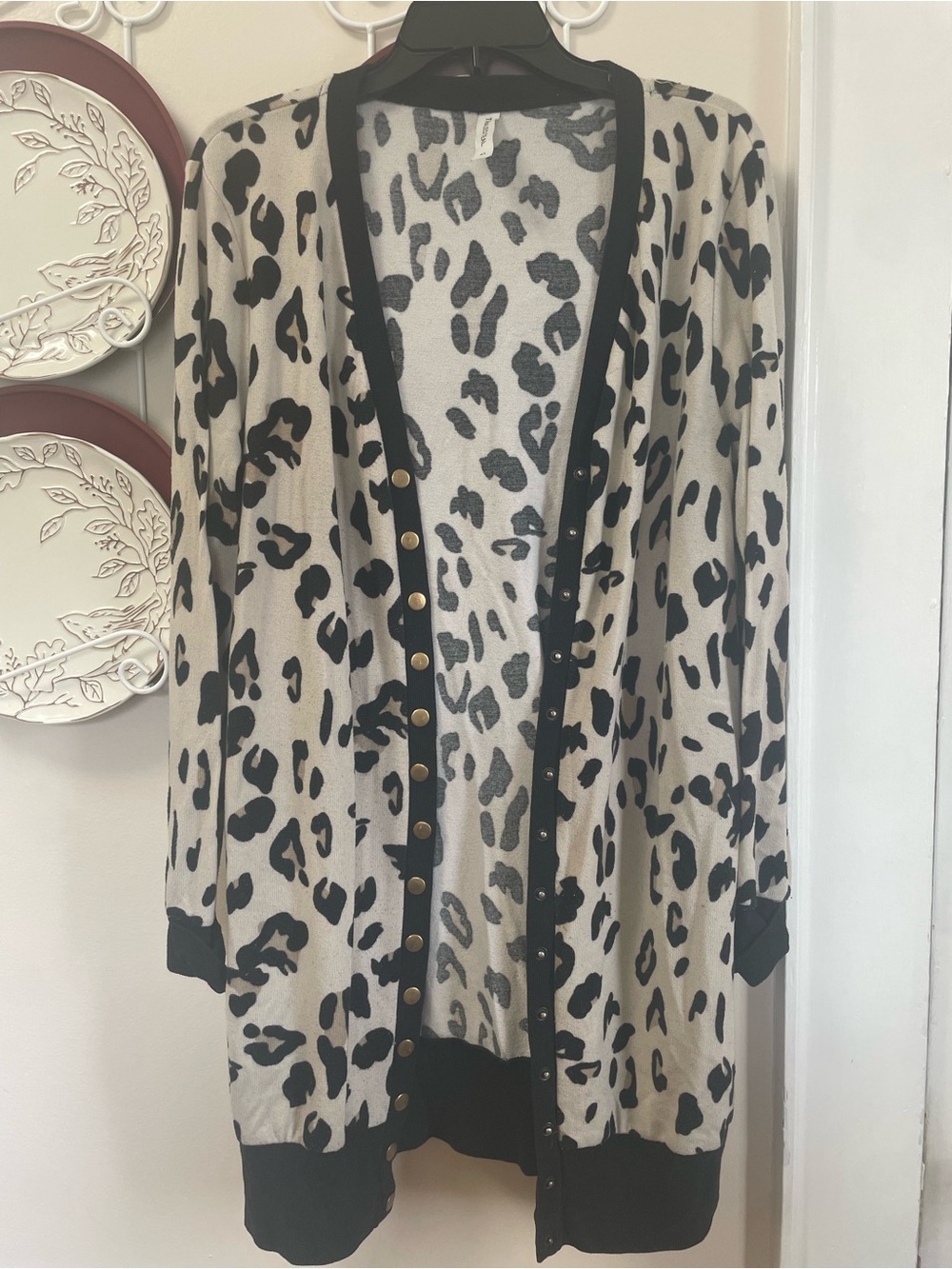 Tickled Teal Beige and Black Leopard Print Cardigan